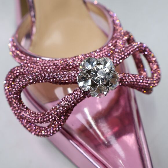 🔥NO ANKLE STRAP MACH & MACH Double Crystal Bow Platform Pump Pink, 7.5US/37.5IT - Picture 9 of 13
